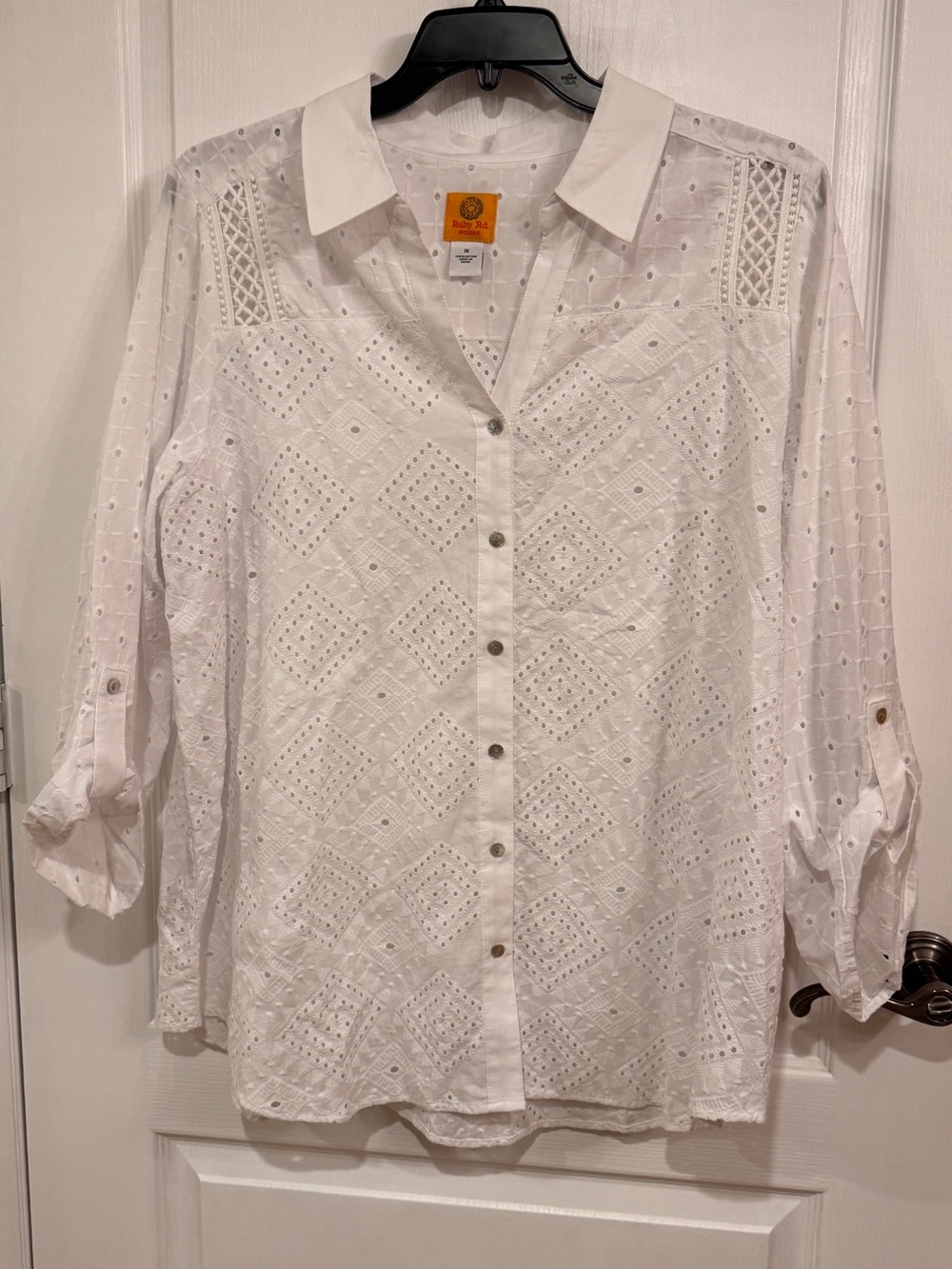 Ruby Rd. White Eyelet Button-Down Shirt